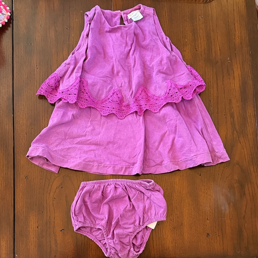 Ralph Lauren girls weathered Purple Ruffle Tank Top & Bloomer Set